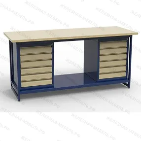 верстак на каркасе двухтумбовый свк-2т.06.06.19.ф4